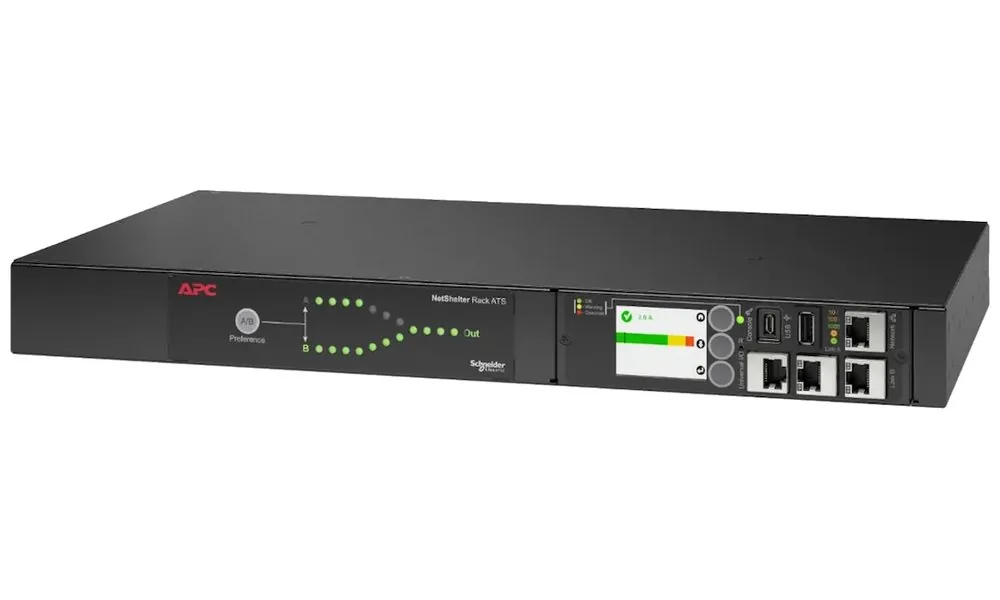 APC NetShelter - Automatický převodový spínač (k montáži na regál) - AC 207-253 V - 2000 VA - 1 fáze - Ethernet 10/100/1000, USB - výstupní konektory: 12 - 1U - černá
