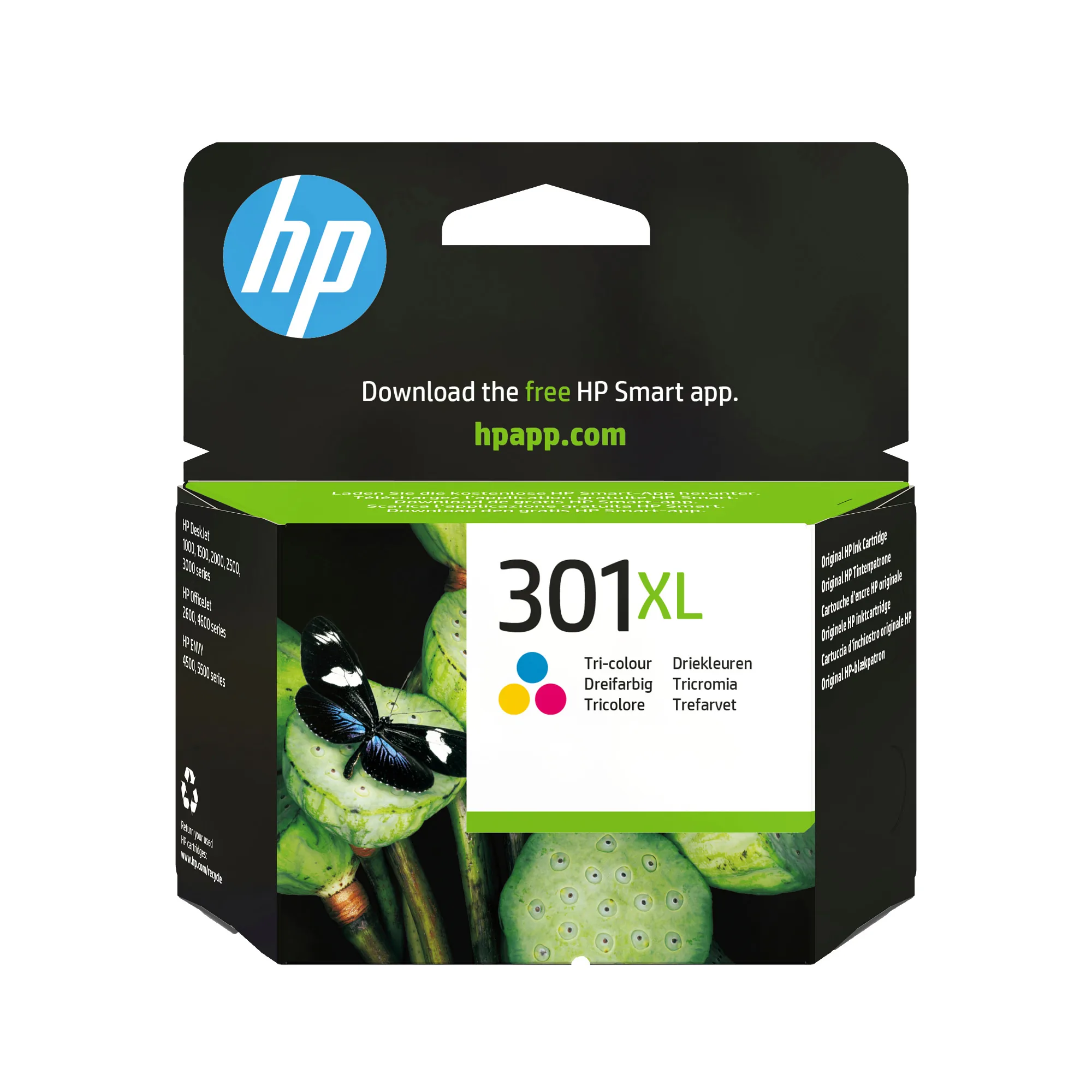HP 301XL - 6 ml - Vysoká výtěžnost - barva (azurová, purpurová, žlutá) - originální - inkoustová cartridge - pro HP DeskJet 1000, 1010, 1050 AiO, 1050A AiO, 1510 AiO, 2000, 2050 AiO, 2050A AiO, 2510 AiO, 2540 AiO, 3000, 3050 AiO, 3050A eAiO, 3510 eAiO ser