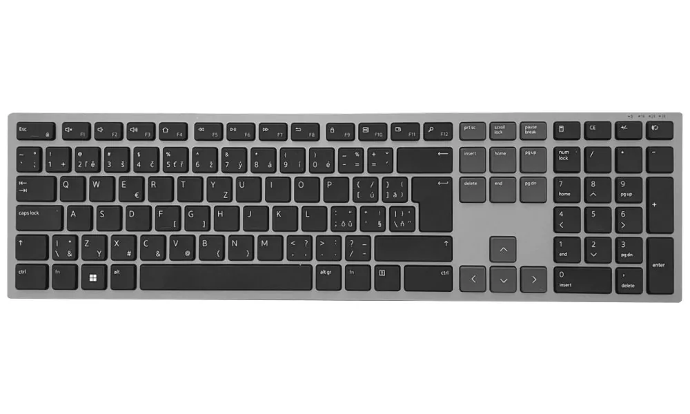 Dell Pro Plus KB700 - Klávesnice - bezdrátový - 2.4 GHz, Bluetooth 5.0 - QWERTZ - česká/slovenská - titanová šedá - s 3 years Advanced Exchange Service