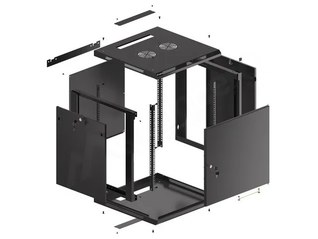LANBERG RACK CABINET 19” WALL-MOUNT 12U/600X600 FOR SELF-ASSEMBLY WITH METAL DOOR BLACK (FLAT PACK)