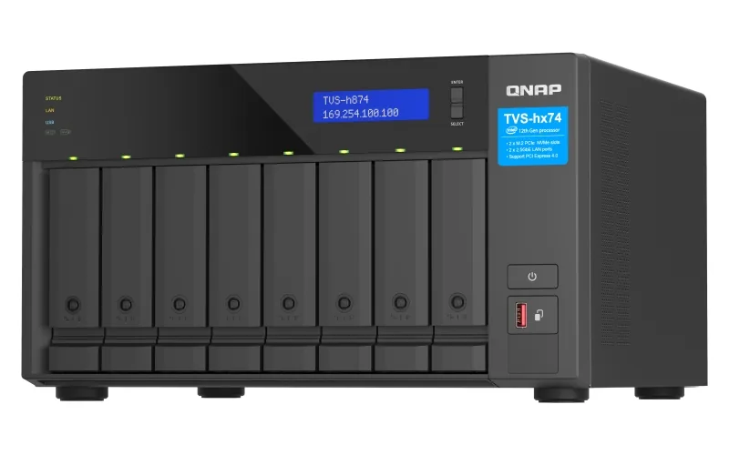 QNAP 8-bay TVS-h874-i5-32G (Core i5 4,4GHz, 32GB DDR4, 8x 3,5", 2x M.2 PCIe Gen4, 2x 2,5GbE)