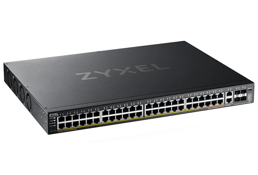 Zyxel XGS2220 Series XGS2220-54HP - Přepínač - 48portový přístup GbE L3, NebulaFLEX Cloud, s uplinkem 6 10G - řízený - 40 x 10/100/1000 (PoE+) + 8 x 10/100/1000 (PoE++) + 2 x 1/2.5/5/10 (PoE++) + 4 x 10 Gigabit SFP+ - desktop, Lze montovat do rozvaděče -