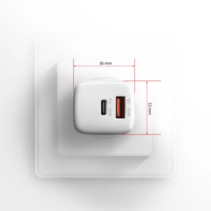 AXAGON ACU-PQ30W, Sil nabíječka do sítě 30W, 2x port (USB-A + USB-C), PD3.0/PPS/QC4+/SFC/AFC/Apple