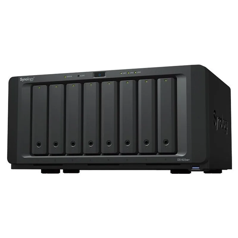 Synology Disk Station DS1823XS+ - Server NAS - 8 zásuvky - SATA 6Gb/s - RAID RAID F1, JBOD, 0, 1, 5, 6, 10 - RAM 8 GB - Gigabit Ethernet / 10 Gigabit Ethernet - iSCSI podpora