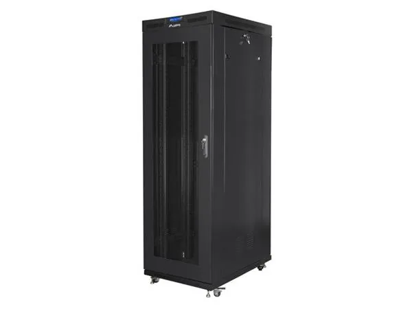 LANBERG Volně stojící skříň 19" 27U/800x1000 LCD síťované dveře černá (RAL9004) (v rozloženém stavu)