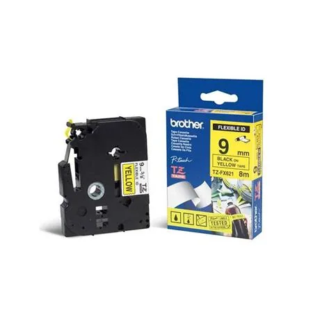Brother TZe-FX621 - Černá na žluté - Role (0,9 cm x 8 m) 1 kazeta/y flexibilní páska - pro Brother PT-D210, D600, H110; P-Touch PT-1005, D450, D800, P300; P-Touch Cube Pro PT-P910
