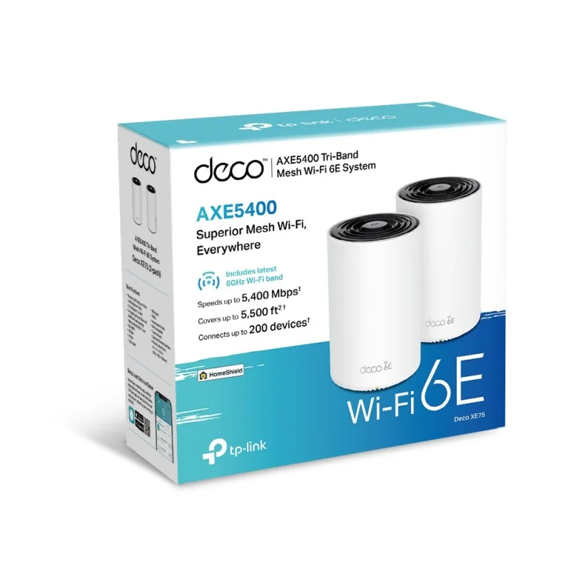 TP-Link Deco XE75 V1 - Systém WiFi - (router) - až 2900 čtverečních stop - mesh 1GbE - Wi-Fi 6E - Multi-Band