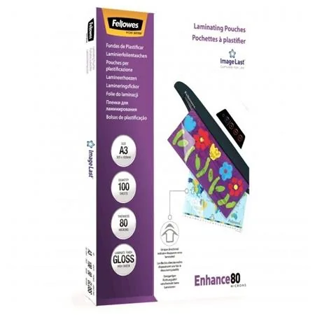 FELLOWES laminovací fólie formát A3 80 mic ImageLast velikost 303x426 mm lesklé 100 pack