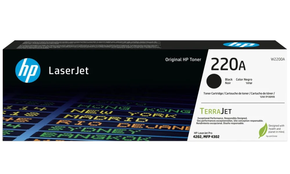 HP 220A - Černá - originální - LaserJet - kazeta s barvivem (W2200A) - pro Color LaserJet Pro 4202de, 4202dn, 4202dw, 4202dwe, 4302dw, 4302dwe, 4302fdn