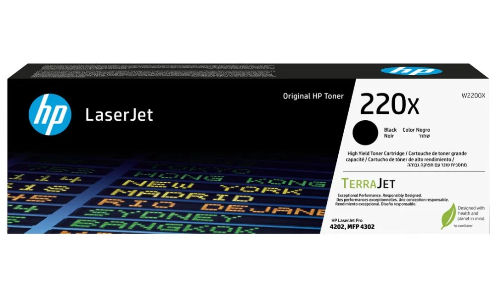 HP 220X - Vysoká výtěžnost - černá - originální - LaserJet - pouzdro - kazeta s barvivem (W2200X) - pro Color LaserJet 4302fdwe; Color LaserJet Pro 4202dn, 4202dw, 4202dwe, 4302dw, 4302dwe