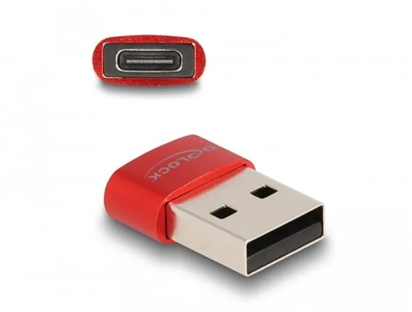 Delock - USB adaptér - USB (M) do USB-C (F) - USB 2.0 - 5 V - 3 A - cervená