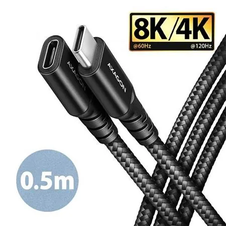 AXAGON BUCM32-CF05AB prodlužovací kabel USB-C (M)  USB-C (F), 0.5m, USB 20Gbps, PD 240W ALU oplet