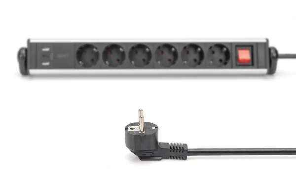 Digitus Prodlužovací přívod 230V 1,5m 6 zásuvek+vypínač+2xUSB-A+1xUSB-C
