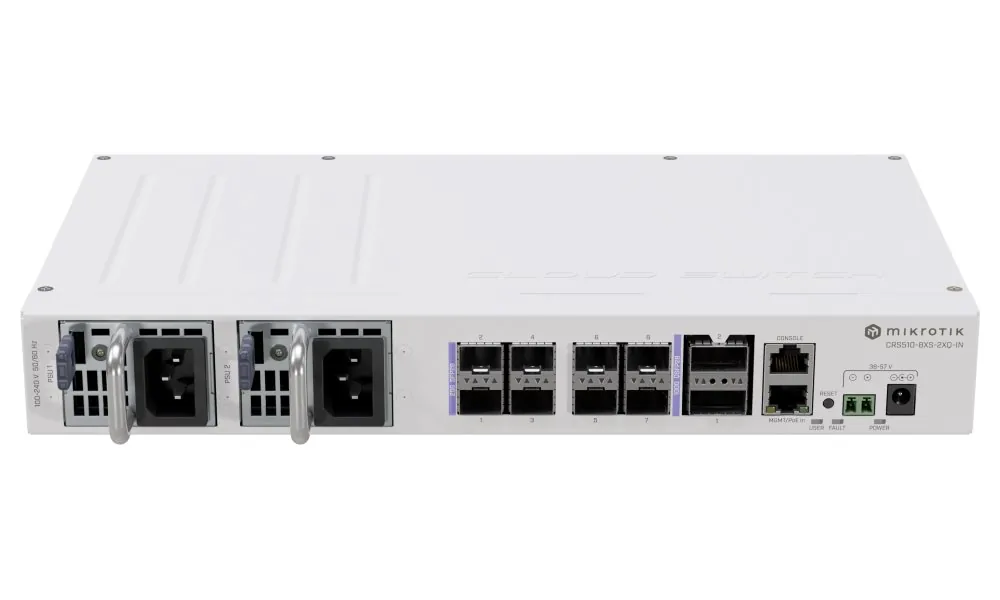 MikroTik Cloud Router Switch CRS510-8XS-2XQ-IN, 1x LAN, 8SFP28, 2QSFP28, 2PSU, L5