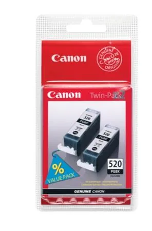 Canon PGI-520BK Twin Pack - 2-balení - 19 ml - černá - originální - závěsný box - inkoustový zásobník - pro PIXMA iP3600, iP4700, MP540, MP550, MP560, MP620, MP630, MP640, MP980, MP990, MX860, MX870