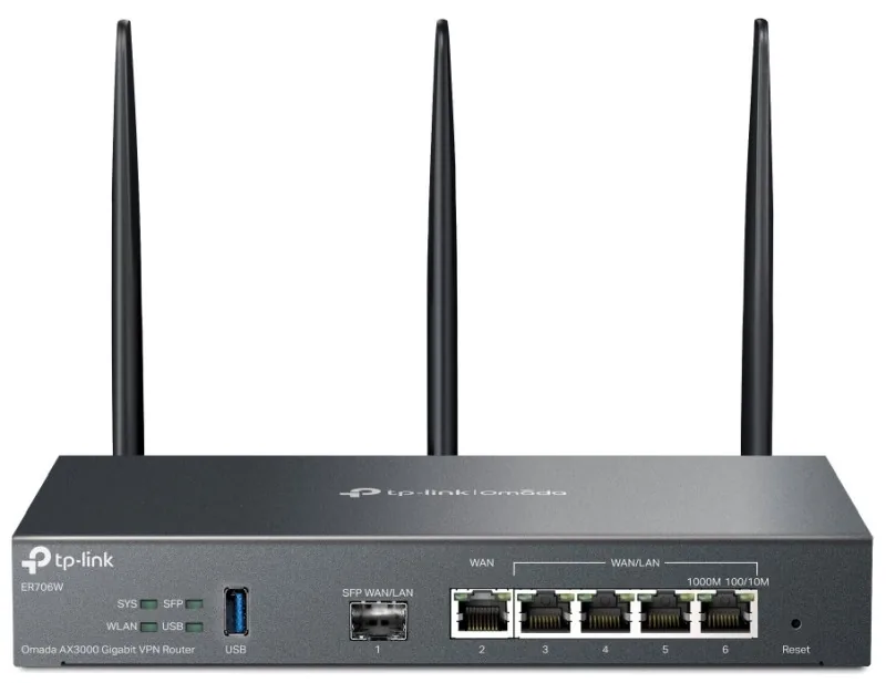 TP-Link Omada ER706W V1 - Bezdrátový router 4portový switch - 1GbE - porty WAN: 6 - Wi-Fi 6 - Dual Band - pro připevnění na zeď