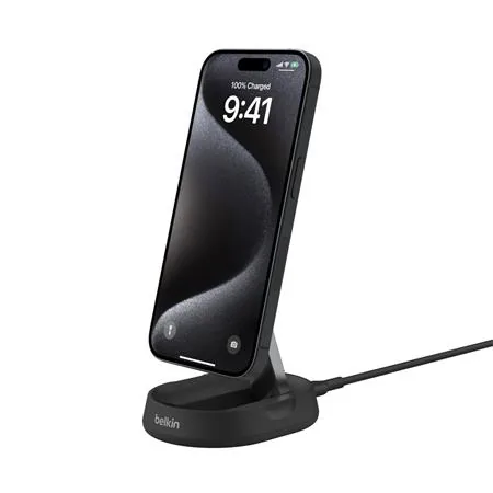 Belkin BOOST CHARGE PRO Qi2 15W Magnetický nabíjecí stojan, konvertibilní, bez adaptéru, černá