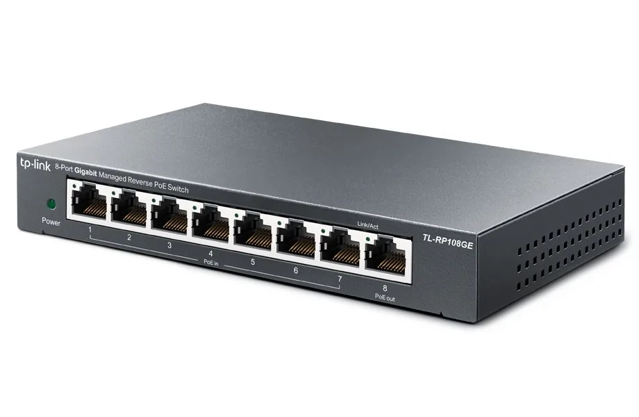 TP-link RP108GE Switch 8G Omada Reverse PoE, 7x PoE in, 1x PoE out, Desktop