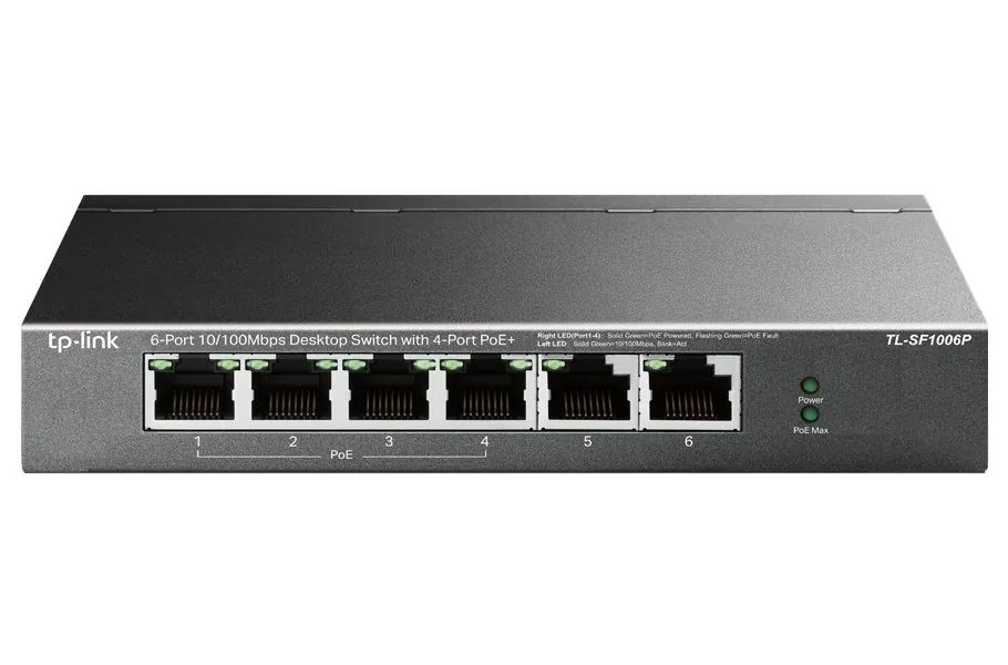 TP-Link TL-SF1006P - V1 - přepínač - neřízený - 6 x 10/100 (4 PoE+) - desktop, pro připevnění na zeď - PoE+ (67 W)
