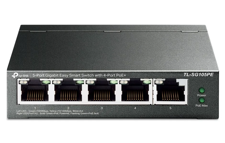 TP-Link TL-SG105PE - Přepínač - řízený - 5 x 10/100/1000 (4 PoE+) - desktop - PoE+ (65 W)
