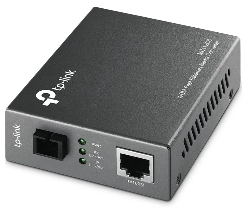 TP-Link MC112CS - Konvertor médií s optickými vlákny - 100Mb LAN - 10Base-T, 100Base-FX, 100Base-TX - RJ-45 / jednoduchý režim SC - až 20 km - 1310 (TX) / 1550 (RX) nm