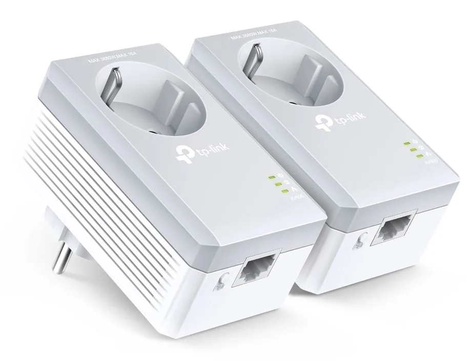 TP-Link TL-PA4010PKIT AV500+ Powerline Kit with AC Pass Through - Sada napájecího adaptéru HomePlug AV (HPAV) - zapojitelný do zdi (balení 2)