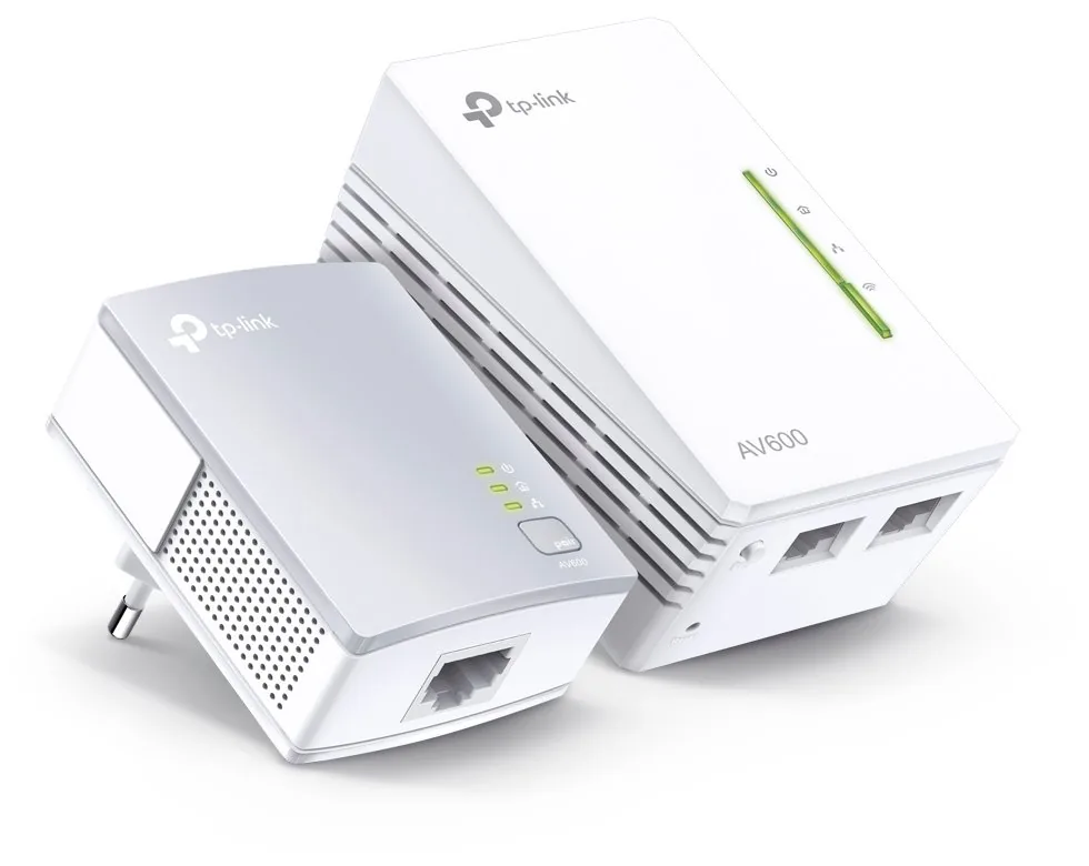 TP-Link TL-WPA4220KIT AV500 2-Port Wifi Powerline Adapter Starter Kit - Sada napájecího adaptéru HomePlug AV (HPAV) - zapojitelný do zdi
