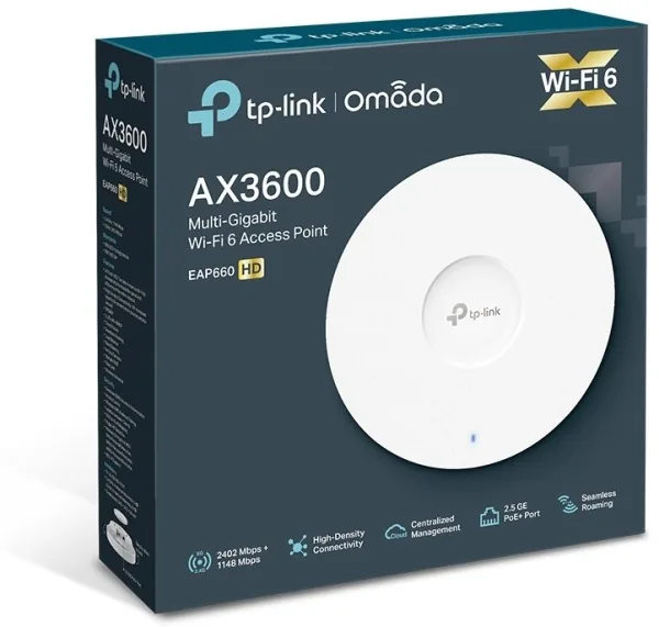 TP-Link EAP660 HD AX3600 Wireless Dual Band Multi-Gigabit Ceiling Mount Access Point - Bezdrátový access point - Wi-Fi 6 - 2.4 GHz, 5 GHz - nástěnná/stropní montáž