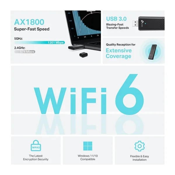TP-Link Archer TX20U V1 - Síťový adaptér - USB 3.0 - Wi-Fi 5, Wi-Fi 6