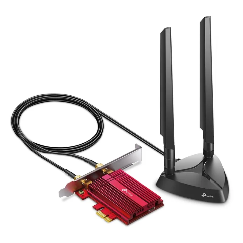 AXE5400 Tri-Band Wi-Fi 6E Bluetooth PCI Express Adapter SPEED: 2402 Mbps at 6 GHz + 2402 Mbps at 5 GHz + 574 Mbps at 2