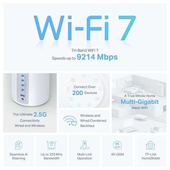 TP-Link Deco BE65 V1 - Systém WiFi - (2 routery) - mesh 1GbE, 2.5GbE, Wi-Fi 7 - Wi-Fi 6 - Multi-Band