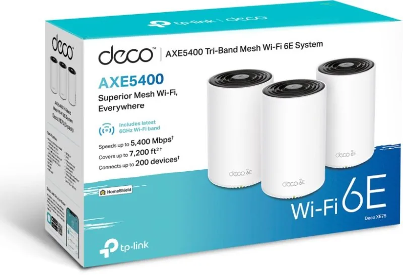 TP-Link Deco XE75 V3 - Systém WiFi - (3 routery) - až 7200 čtverečních stop - mesh 1GbE - Wi-Fi 6E - Multi-Band