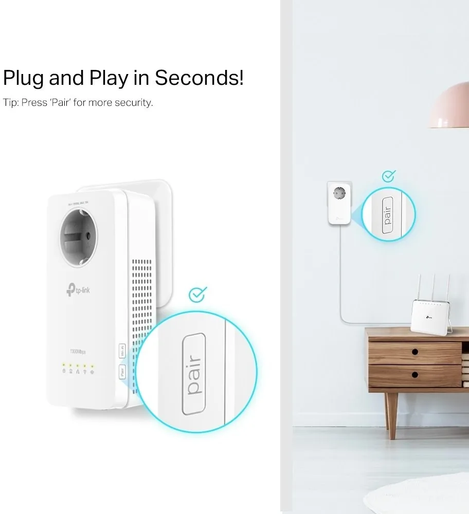 TP-Link TL-WPA8631P KIT V4 - Wi-Fi Kit - sada napájecího adaptéru 1GbE, HomePlug AV (HPAV), HomePlug AV (HPAV) 2.0, IEEE 1901 - Wi-Fi 5, Wi-Fi 6 - Dual Band - zapojitelný do zdi