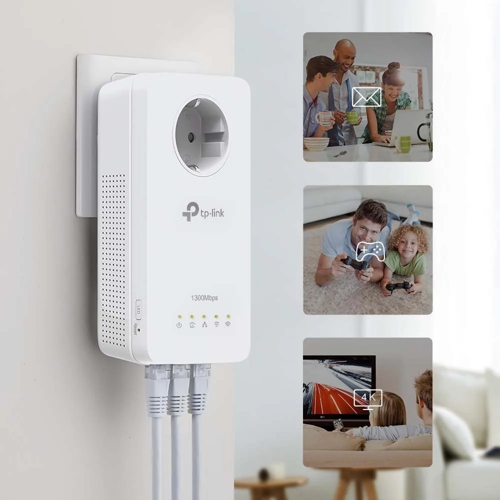TP-Link TL-WPA8631P KIT V4 - Wi-Fi Kit - sada napájecího adaptéru 1GbE, HomePlug AV (HPAV), HomePlug AV (HPAV) 2.0, IEEE 1901 - Wi-Fi 5, Wi-Fi 6 - Dual Band - zapojitelný do zdi