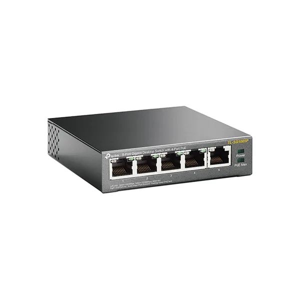 TP-Link TL-SG1005P - Přepínač - neřízený - 4 x 10/100/1000 (PoE) + 1 x 10/100/1000 - desktop - PoE (56 W)