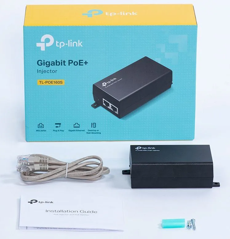 PoE+ Injector Adapter PORT: 1× Gigabit PoE Port, 1× Gigabit Non-PoE Port SPEC: 802.3at af Compliant, Data and Power Carr