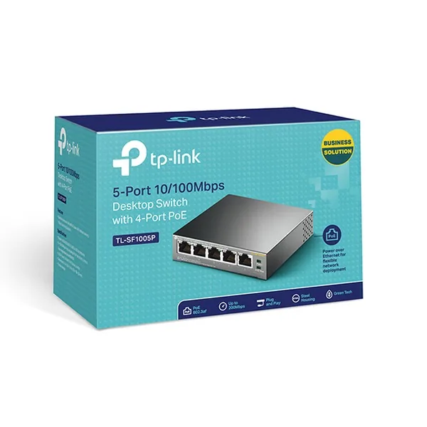 TP-Link TL-SF1005P - Přepínač - neřízený - 5 x 10/100 (4 PoE) - desktop - PoE (58 W)