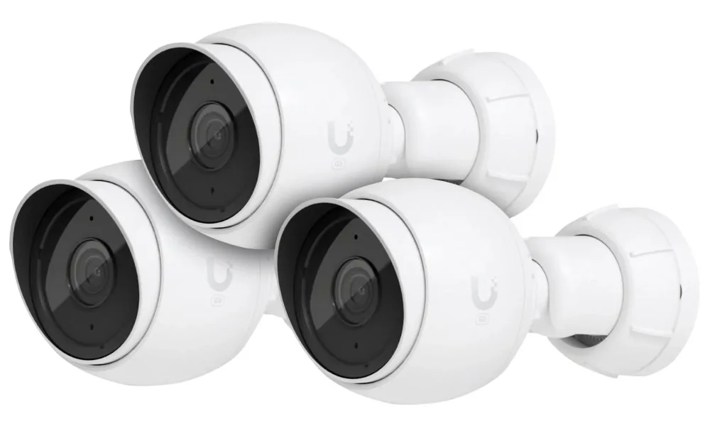 Ubiquiti UniFi Protect G5 - Síťová bezpečnostní kamera - bullet - interiérový, venkovní - odolná vůči povětrnostním vlivům - barevný (Den a noc) - 5 Mpix - 2688 x 1512 - 2K - pevné ohnisko - audio - LAN 10/100 - PoE (balení 3)