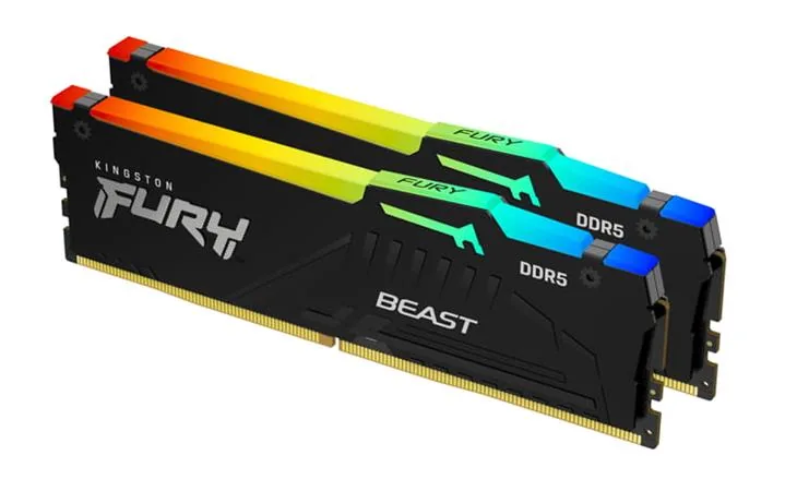 Kingston FURY Beast RGB - DDR5 - sada - 64 GB: 2 x 32 GB - DIMM 288-pin - 6000 MT/s / PC5-48000 - CL30 - 1.4 V - bez vyrovnávací paměti - on-die ECC - černá