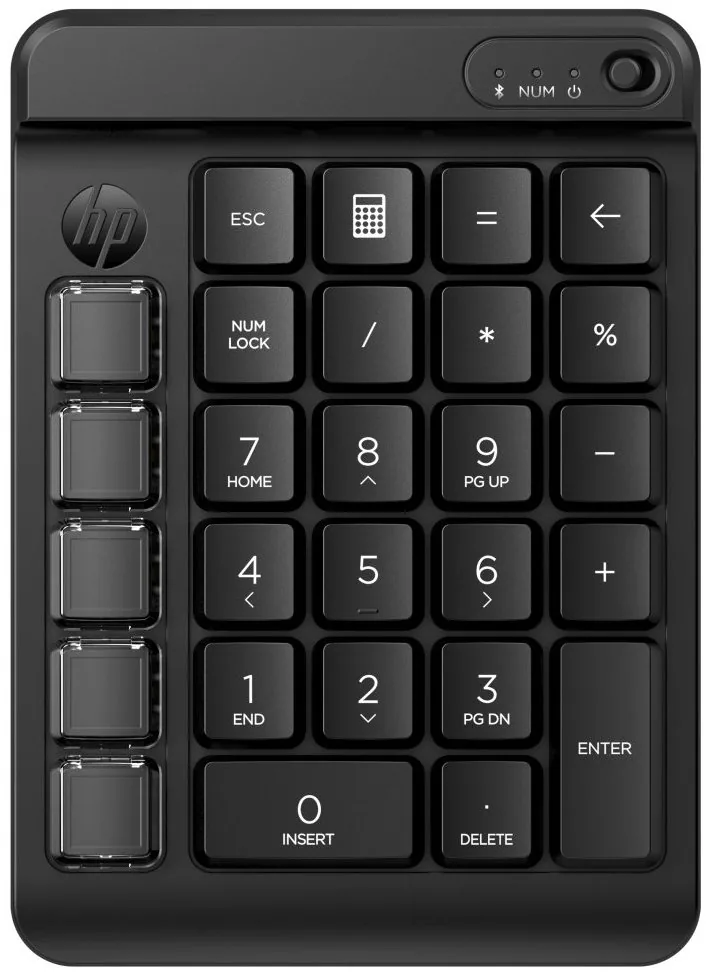 HP 435 - Klávesnice - 9 programovatelných kláves, klávesy s nízký profilem pro cestování, vyměnitelné kloboučky kláves s nálepkami - bezdrátový - Bluetooth 5.3 - anglická - černý konektor
