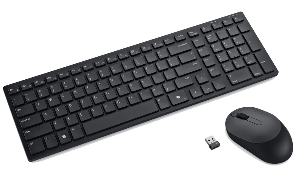 Dell Pro KM555 - Sada klávesnice a myši - tichý - compact - bezdrátový - 2.4 GHz, Bluetooth - QWERTZ - česká/slovenská - černá - s 3 years Advanced Exchange Service