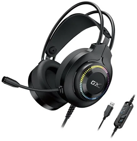 Genius GX GAMING HS-GX580U sluchátka s mikrofonem, černá, herní sluchátka, 50 mm měniče typ USB