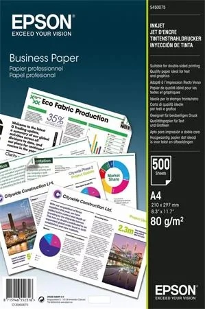Epson Business Paper - A4 (210 x 297 mm) - 80 g/m? - 500 listy obyčejný papír - pro EcoTank ET-2850, 2851, 2856, 4850, L6460, L6490; WorkForce Pro RIPS WF-C879, WF-C5790