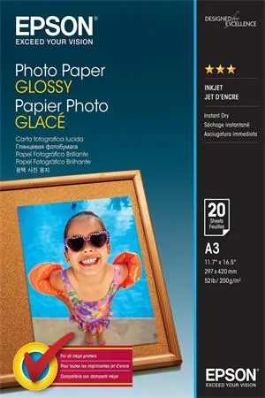 Epson - Lesklý - A3 (297 x 420 mm) - 200 g/m? - 20 listy fotografický papír - pro Expression Photo XP-970; SureColor P706, SC-T5160, T3160, T5160; WorkForce WF-7840, 7845