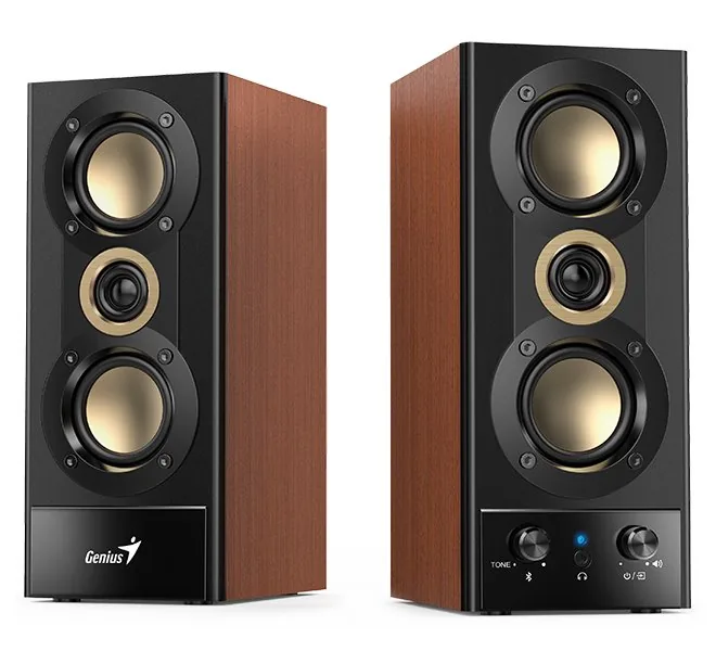 Genius reproduktory SP-HF800BT, 2.0, 20W, černo-hnědé, Bluetooth 5.3