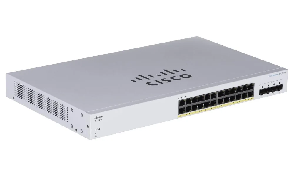 Cisco Business 220 Series CBS220-24P-4G - Přepínač - inteligentní - 24 x 10/100/1000 (PoE+) + 4 x Gigabit SFP (uplink) - Lze montovat do rozvaděče - PoE+ (195 W)