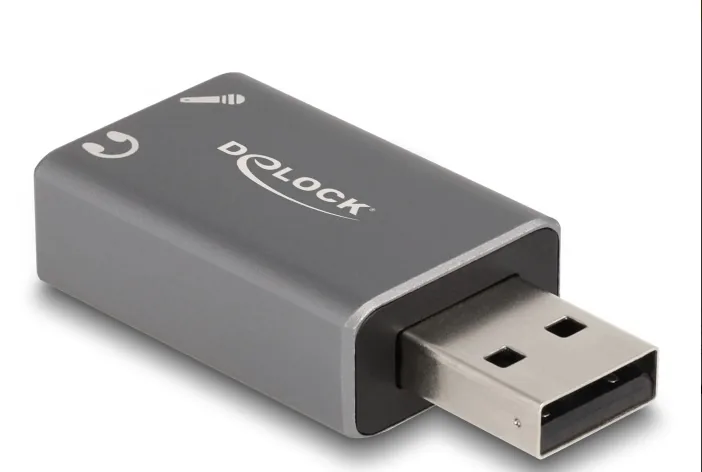 Delock - Adaptér USB-A/jack sluchátek - USB s piny (male) do mono mini jack, mini-phone stereo 3.5 mm se zdírkami (female) - šedá
