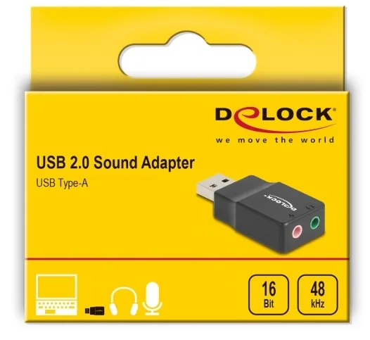 Delock - Adaptér USB-A/jack sluchátek - USB s piny (male) do mono mini jack, mini-phone stereo 3.5 mm se zdírkami (female) - cerná
