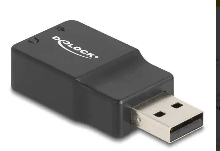 Delock - Adaptér USB-A/jack sluchátek - USB s piny (male) do mono mini jack, mini-phone stereo 3.5 mm se zdírkami (female) - cerná
