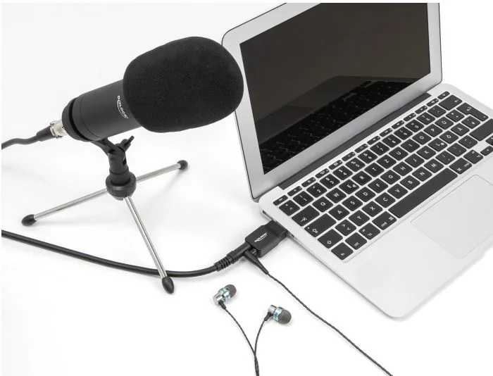 Delock - Adaptér USB-A/jack sluchátek - USB s piny (male) do mono mini jack, mini-phone stereo 3.5 mm se zdírkami (female) - cerná